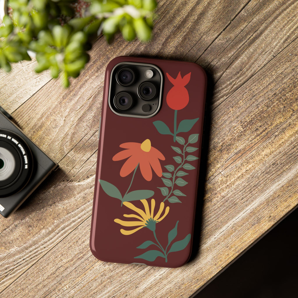 Floral Tough Case — Burgundy Botanical Phone Case