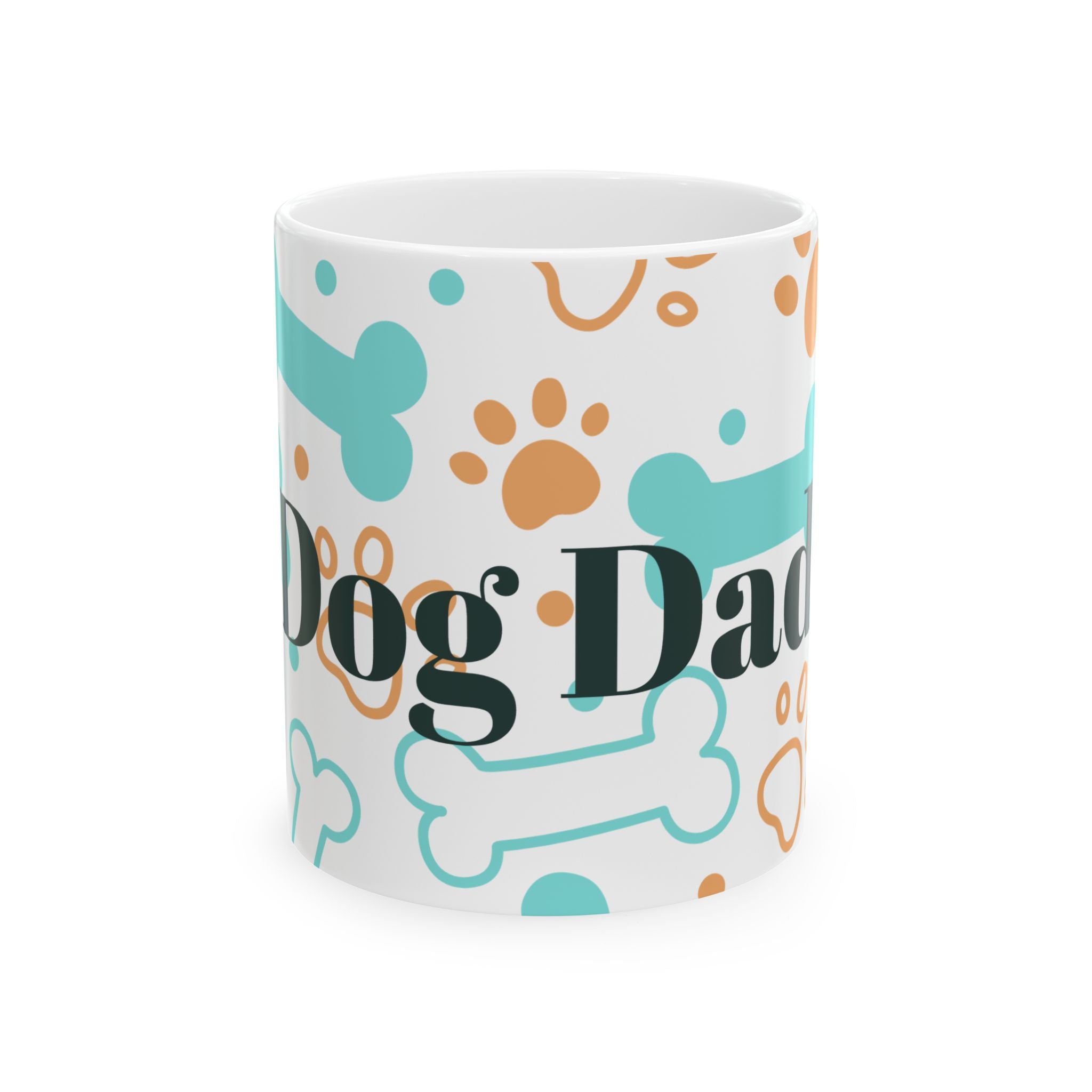 Dog Dad Ceramic Mug — Paw Prints & Bones Coffee Cup (11oz & 15oz)