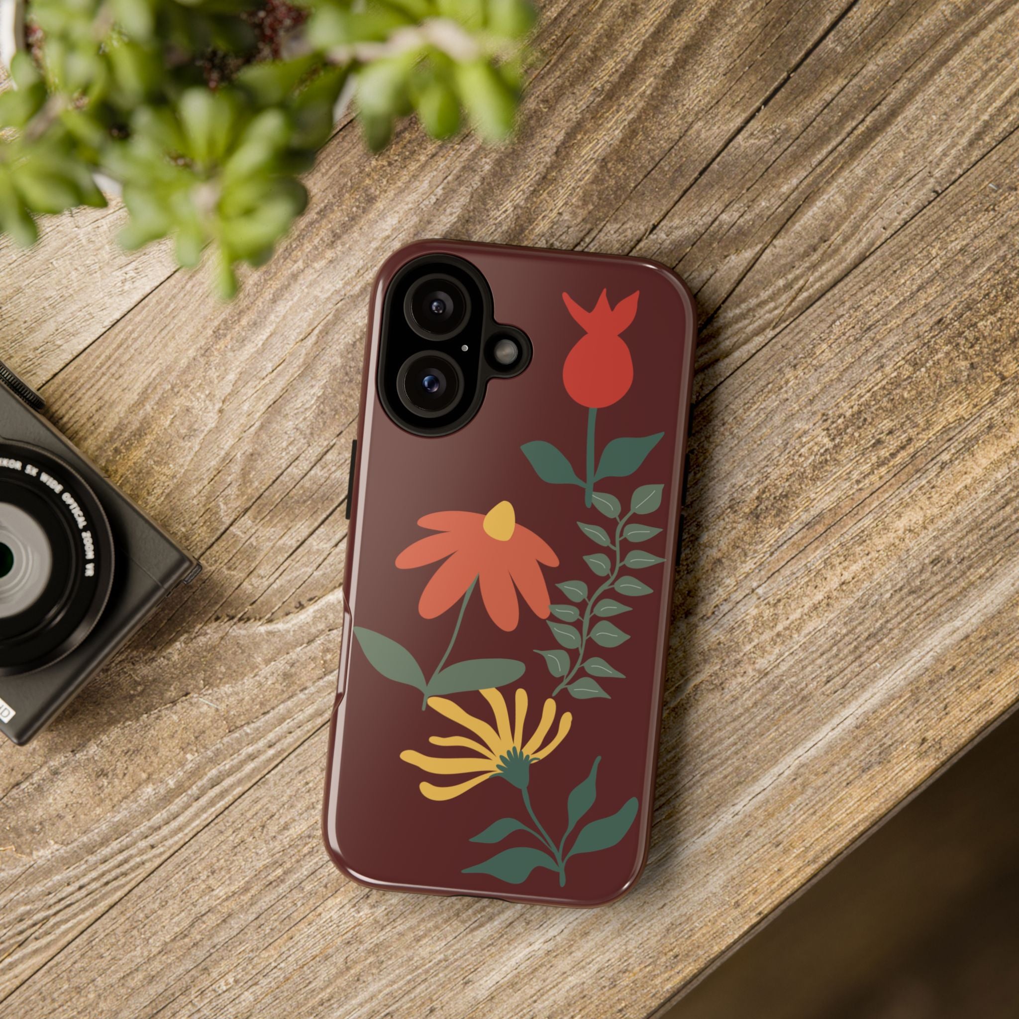 Floral Tough Case — Burgundy Botanical Phone Case