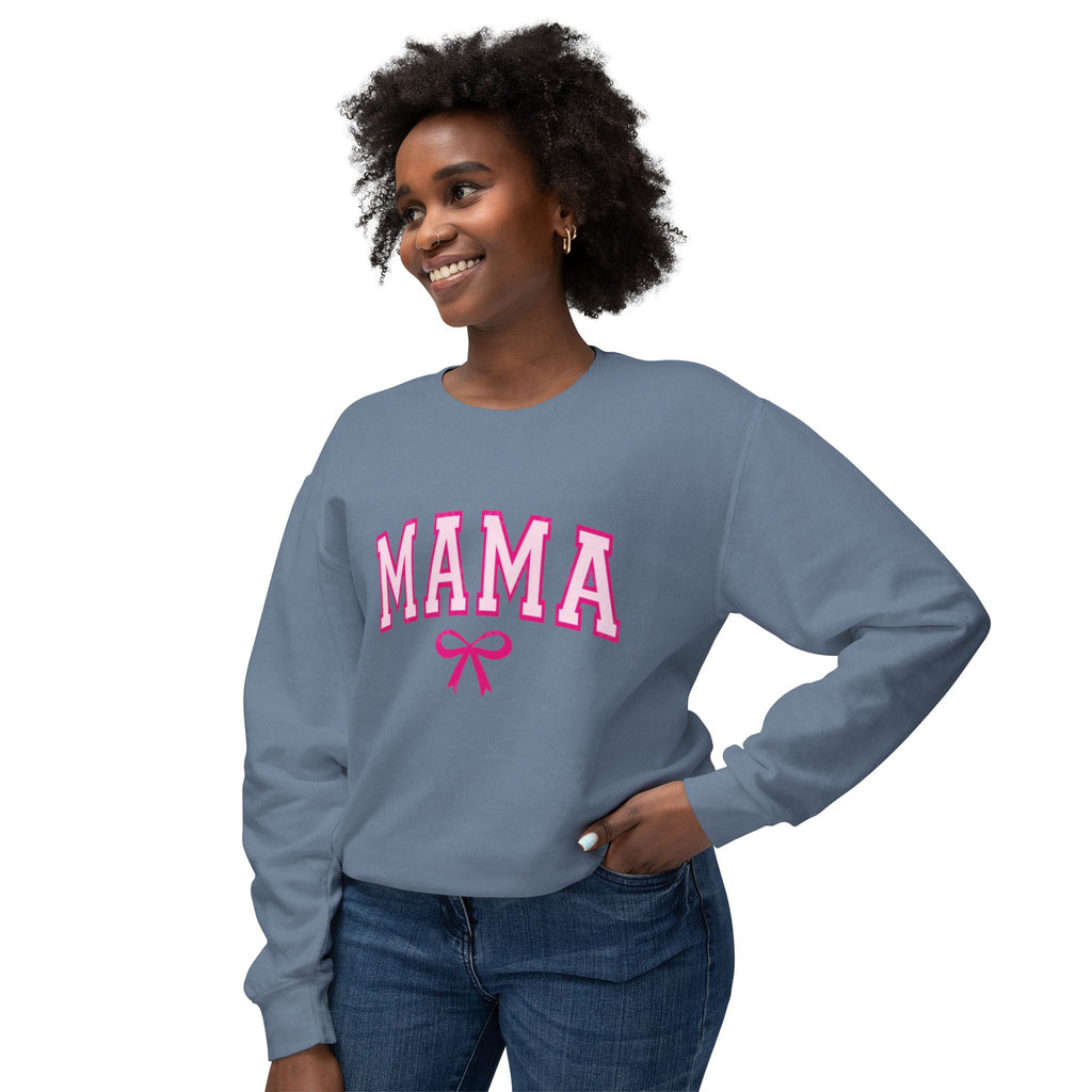 Mama Crewneck Sweatshirt — Pink Collegiate Mom Pullover