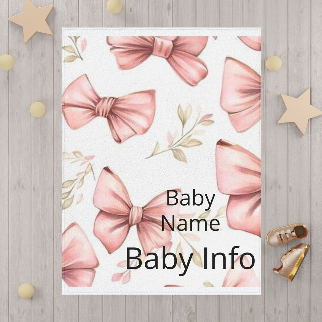 Toddler Blanket - Pink Bow Floral Baby Throw for Girls, Soft Nursery Lovey