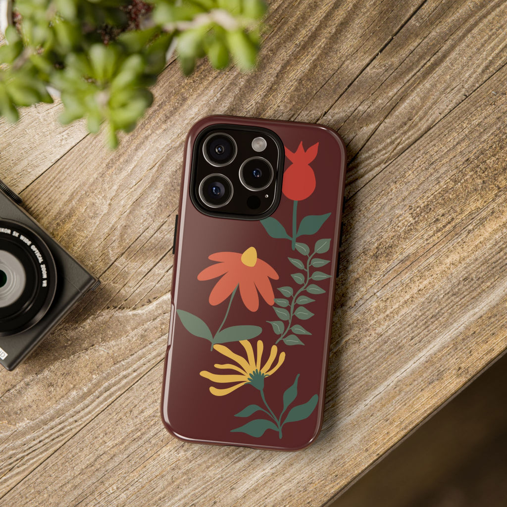 Floral Tough Case — Burgundy Botanical Phone Case