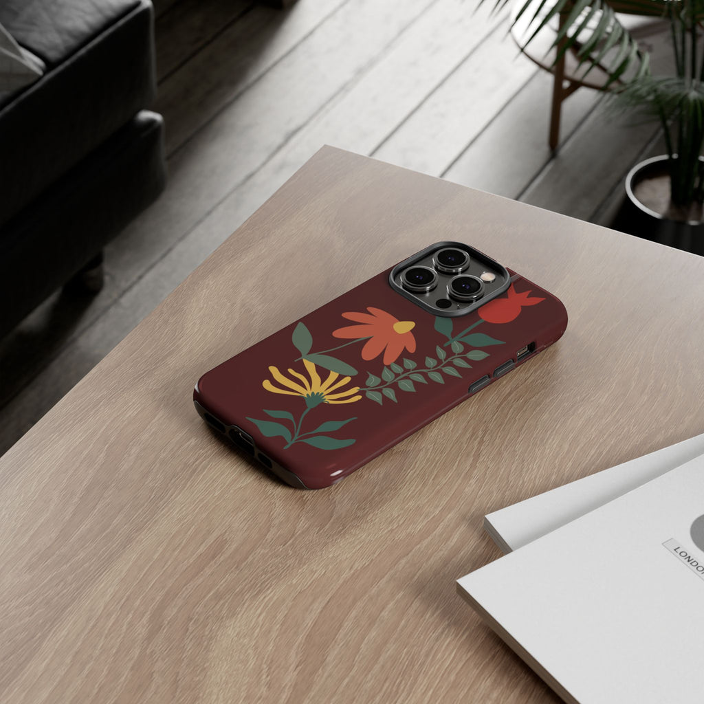 Floral Tough Case — Burgundy Botanical Phone Case