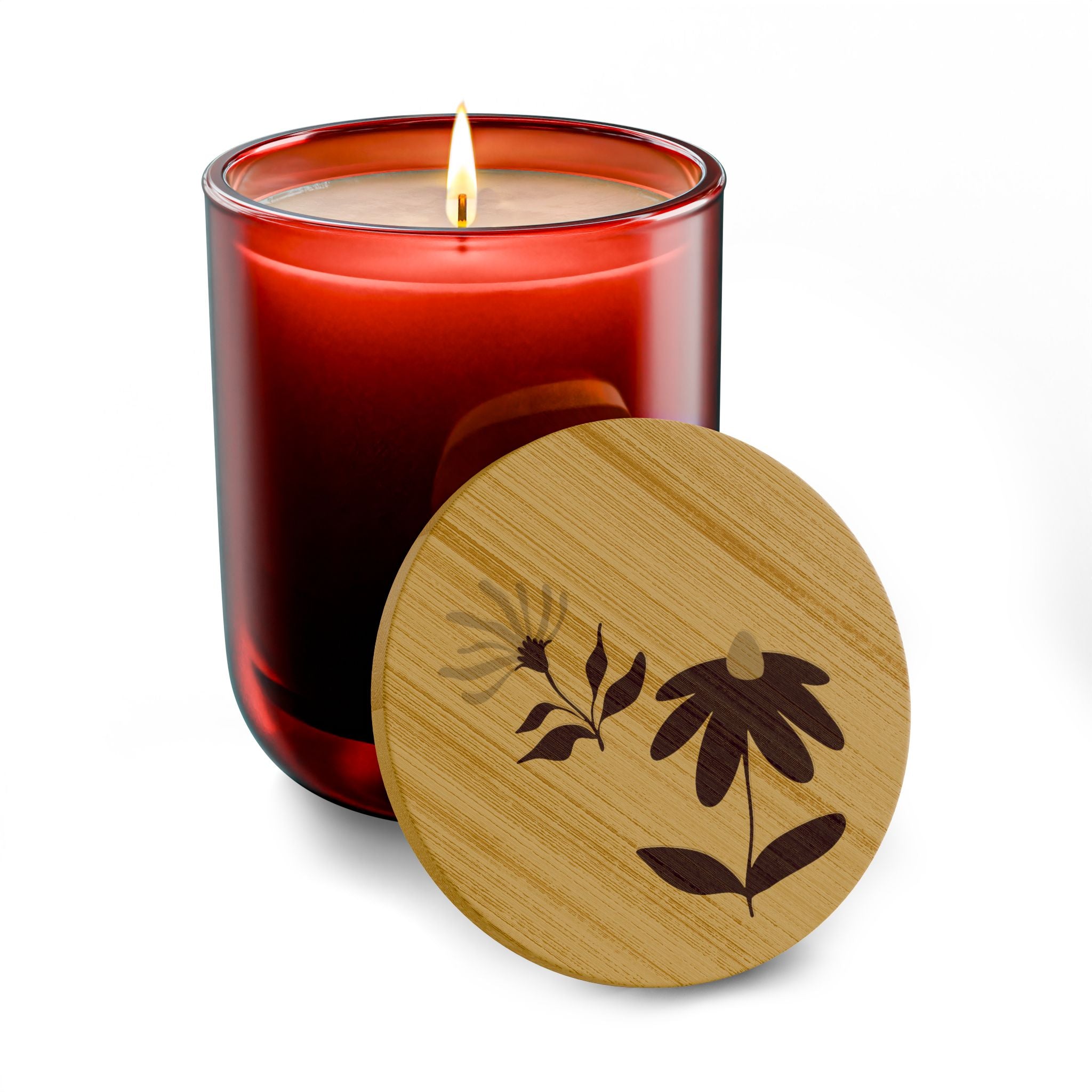 14oz Engraved Scented Soy Candle — Botanical Bamboo Lid