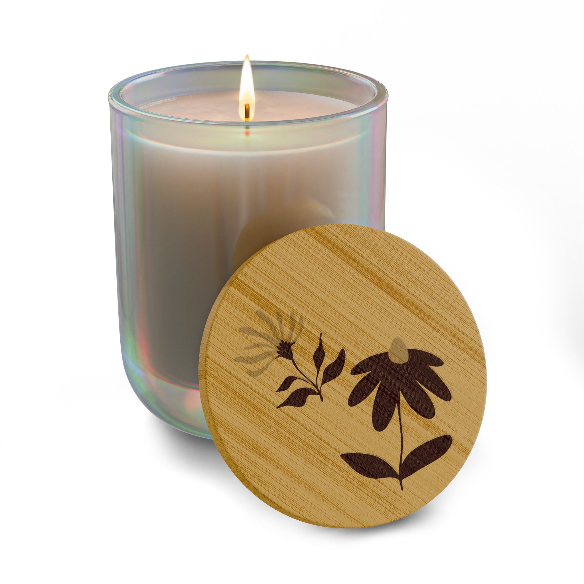 14oz Engraved Scented Soy Candle — Botanical Bamboo Lid