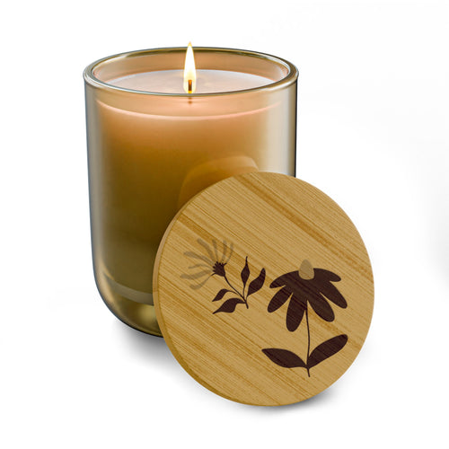 14oz Engraved Scented Soy Candle — Botanical Bamboo Lid
