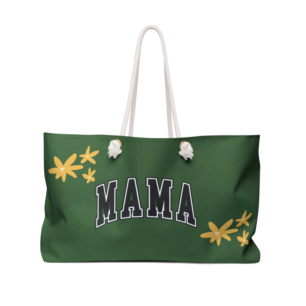 Mama Weekender Bag — Floral Green Travel Tote for Moms