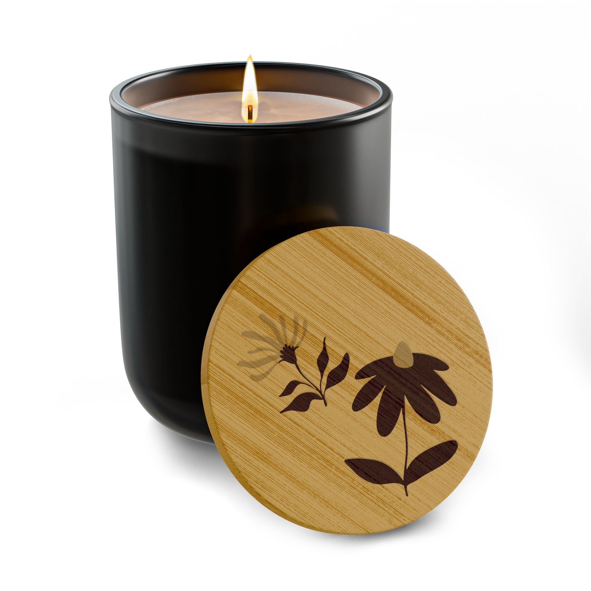14oz Engraved Scented Soy Candle — Botanical Bamboo Lid