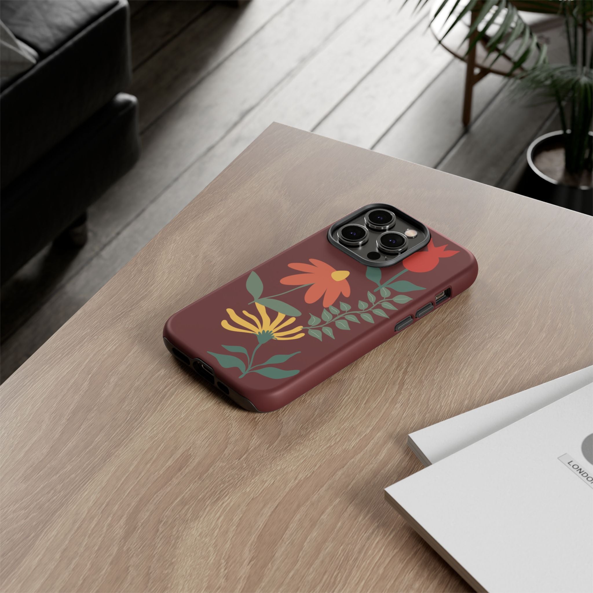Floral Tough Case — Burgundy Botanical Phone Case