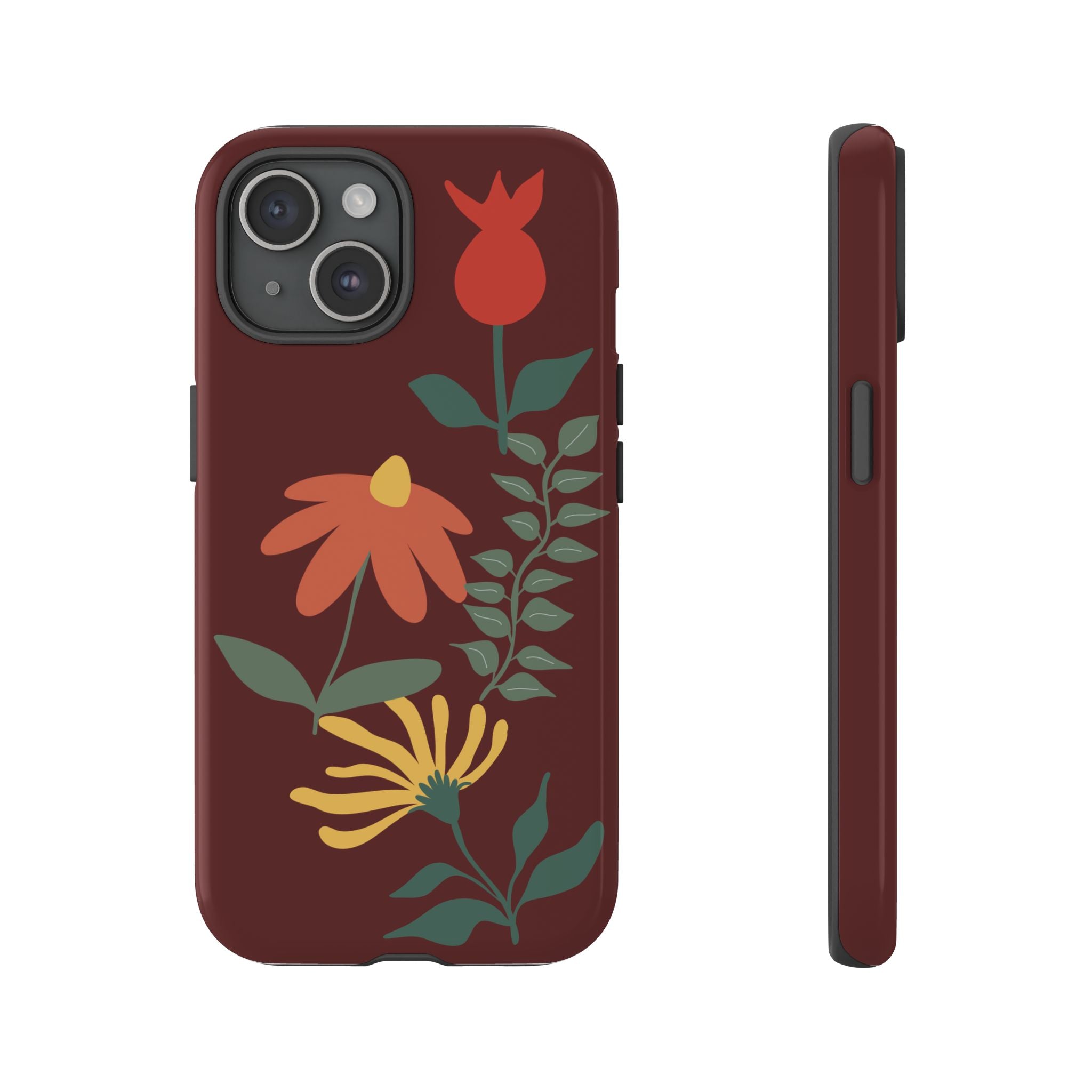 Floral Tough Case — Burgundy Botanical Phone Case