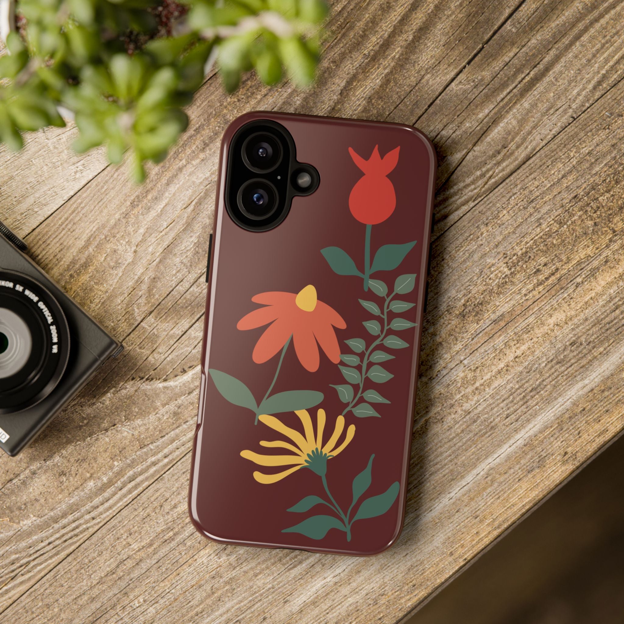 Floral Tough Case — Burgundy Botanical Phone Case