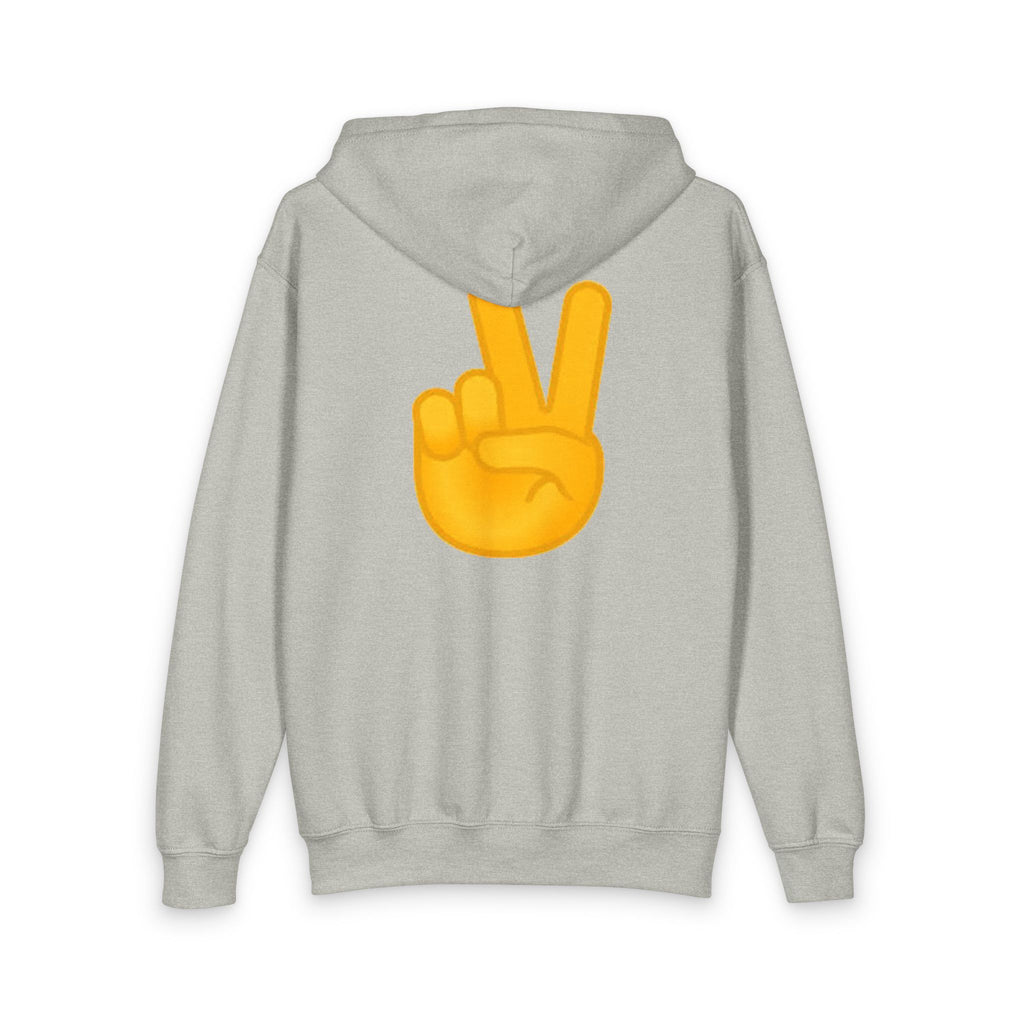 Youth "BRO" Zip Hoodie with Peace Sign Back - Casual Teen Hoodie