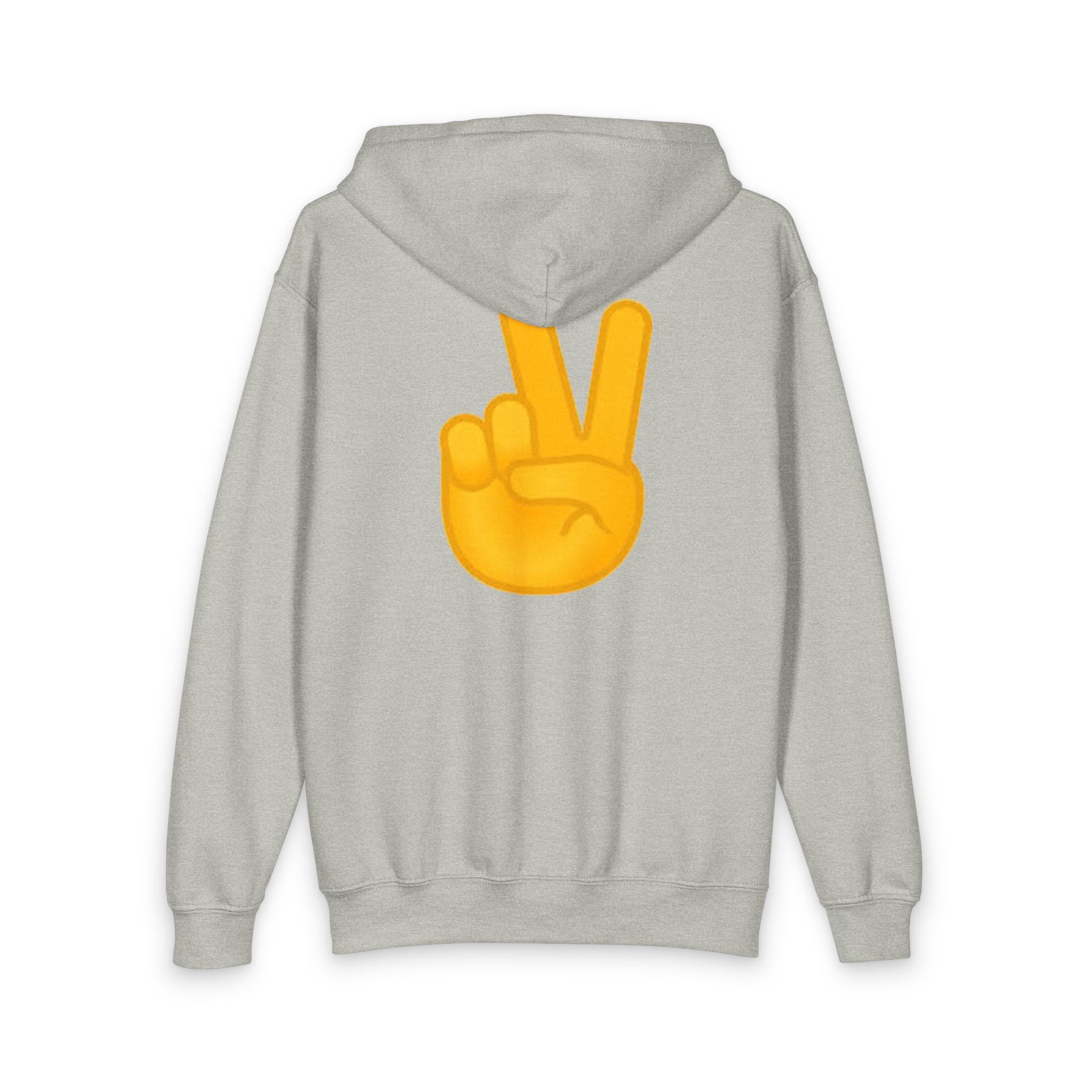 Youth "BRO" Zip Hoodie with Peace Sign Back - Casual Teen Hoodie