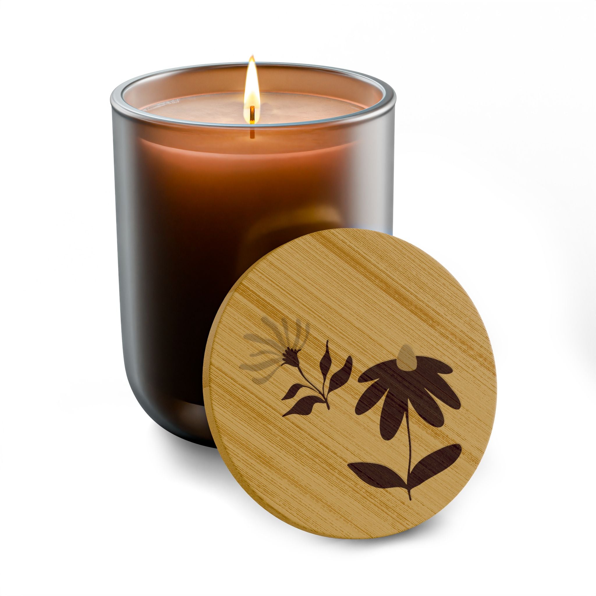 14oz Engraved Scented Soy Candle — Botanical Bamboo Lid