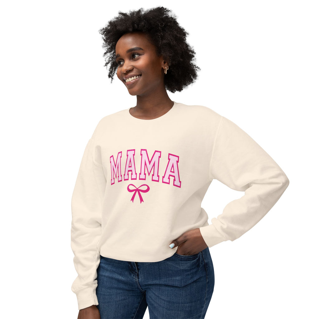 Mama Crewneck Sweatshirt — Pink Collegiate Mom Pullover