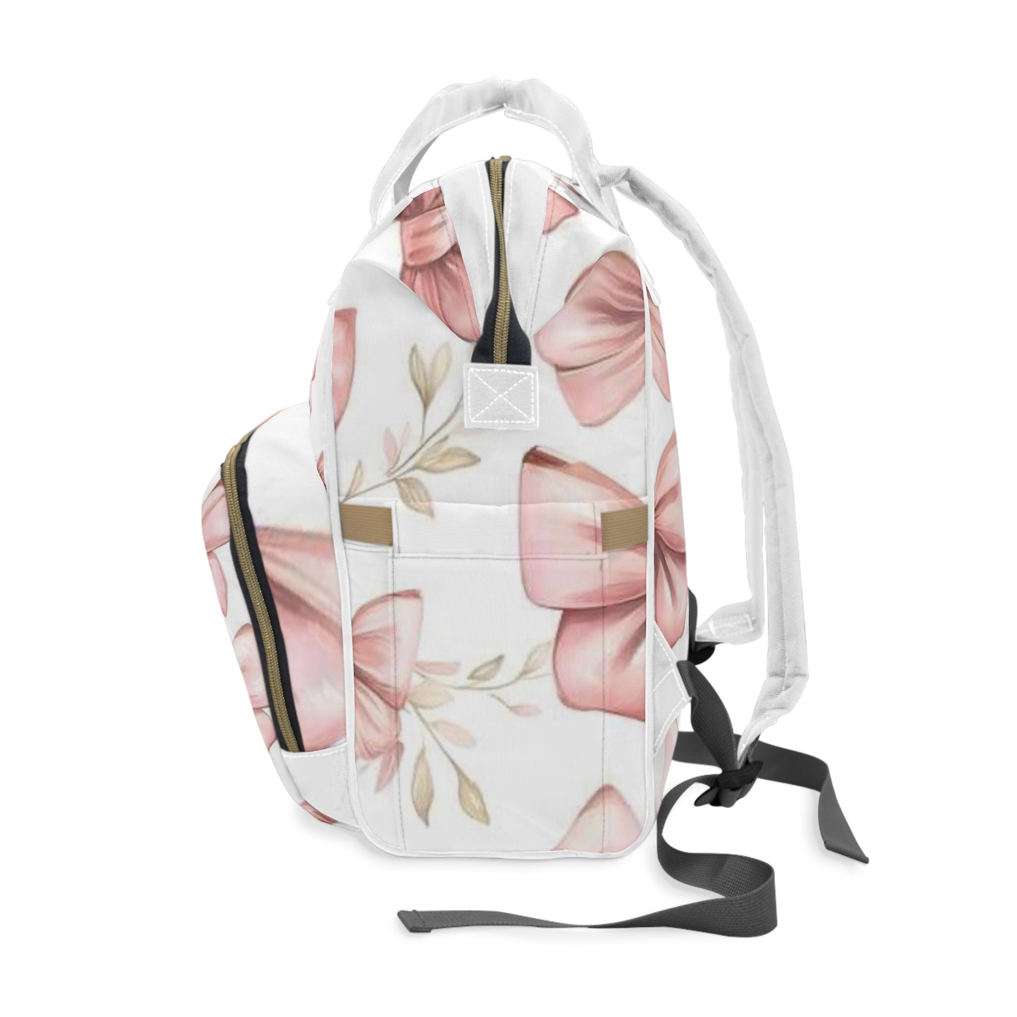 Pink Bow Diaper Backpack — Floral Bow Multi-Function Baby Bag