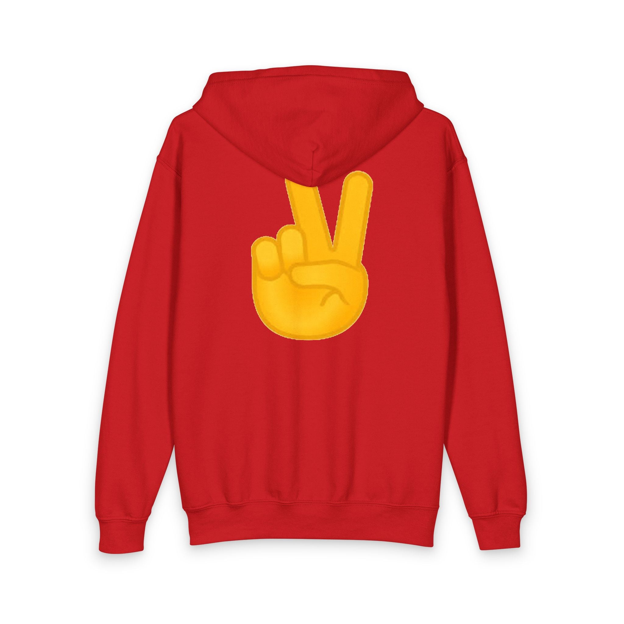 Youth "BRO" Zip Hoodie with Peace Sign Back - Casual Teen Hoodie