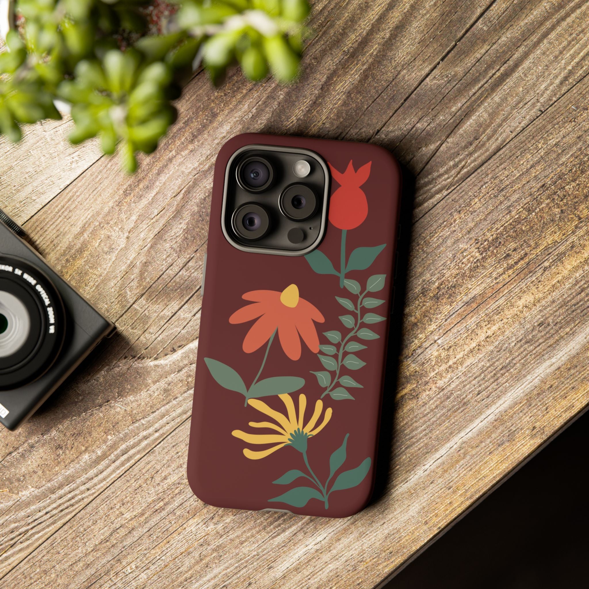 Floral Tough Case — Burgundy Botanical Phone Case