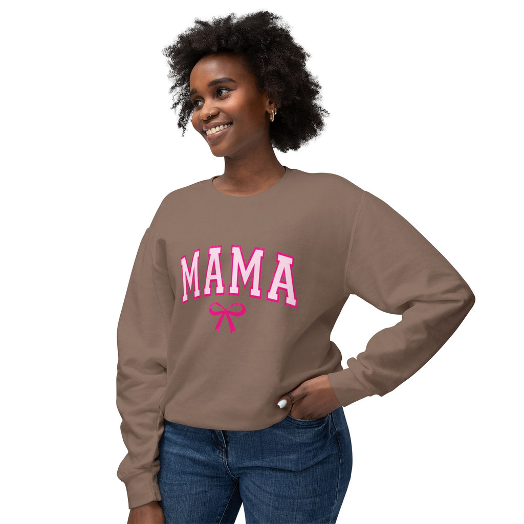 Mama Crewneck Sweatshirt — Pink Collegiate Mom Pullover