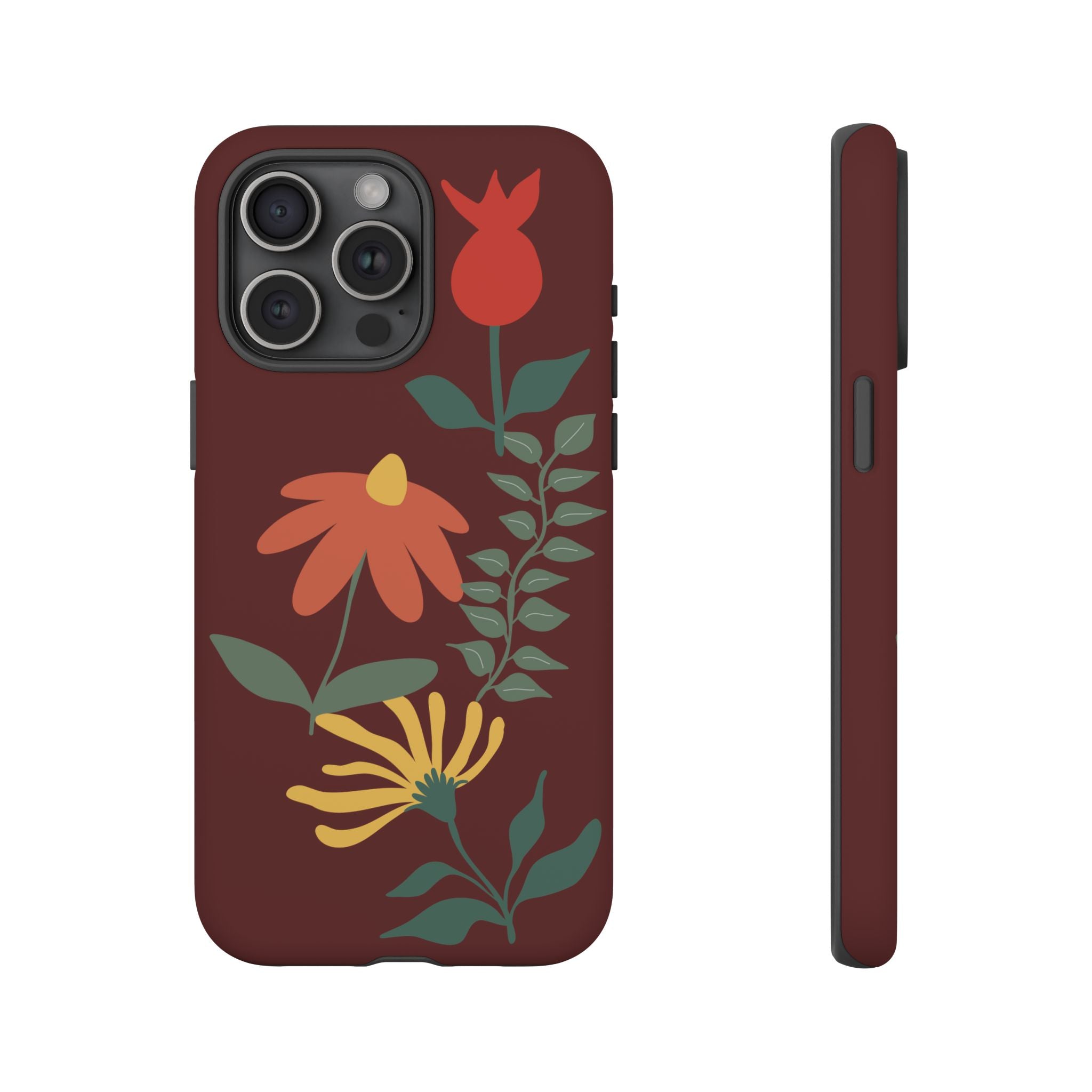 Floral Tough Case — Burgundy Botanical Phone Case
