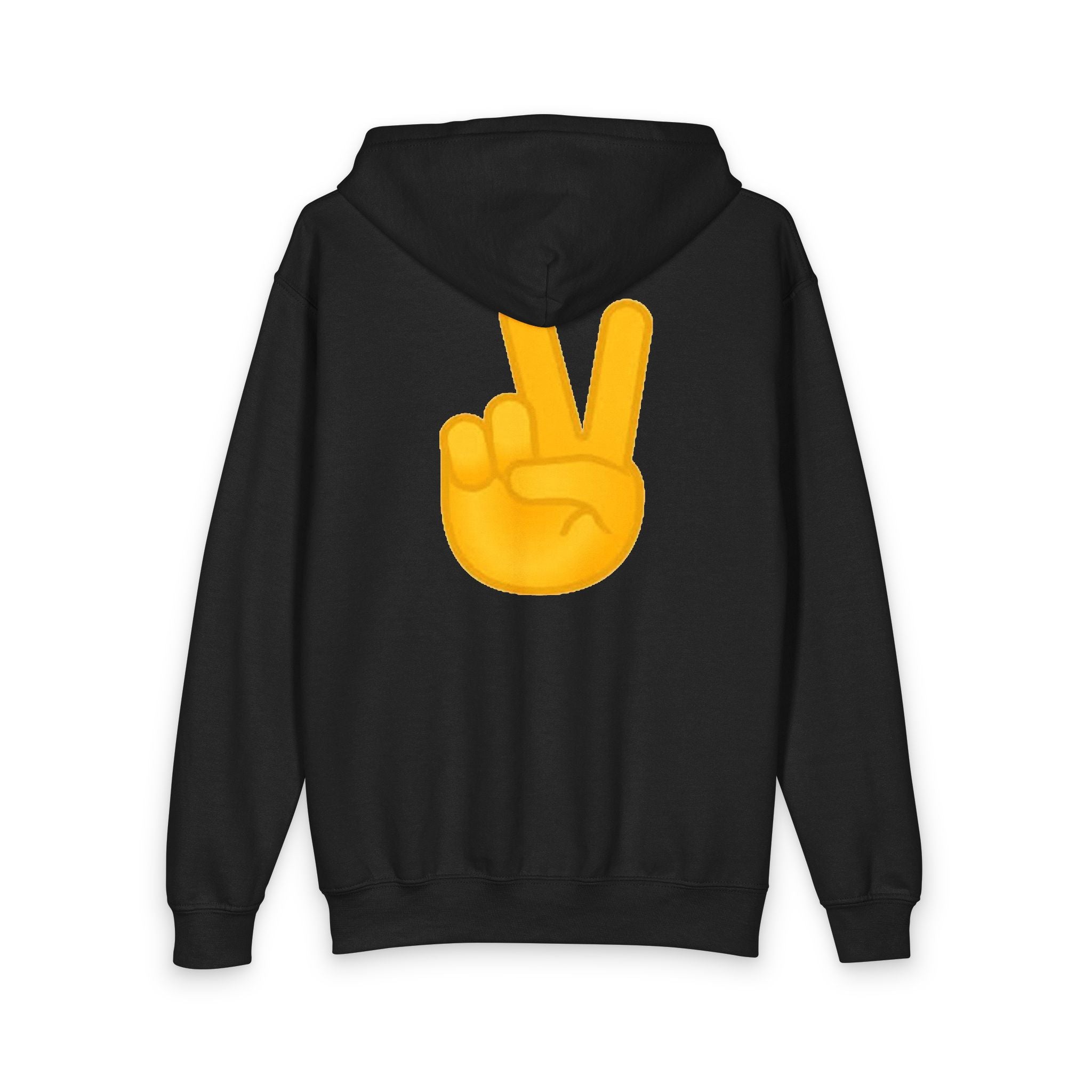 Youth "BRO" Zip Hoodie with Peace Sign Back - Casual Teen Hoodie