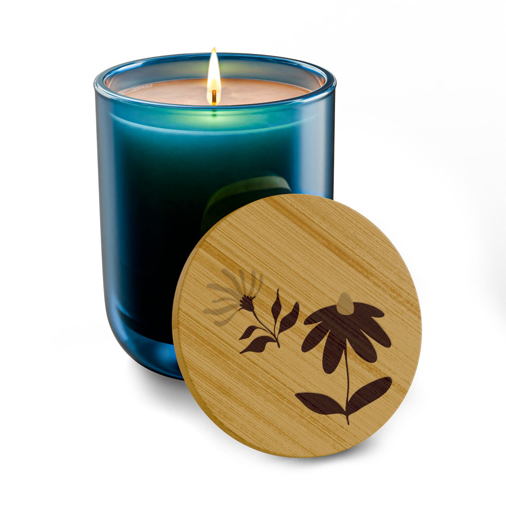14oz Engraved Scented Soy Candle — Botanical Bamboo Lid