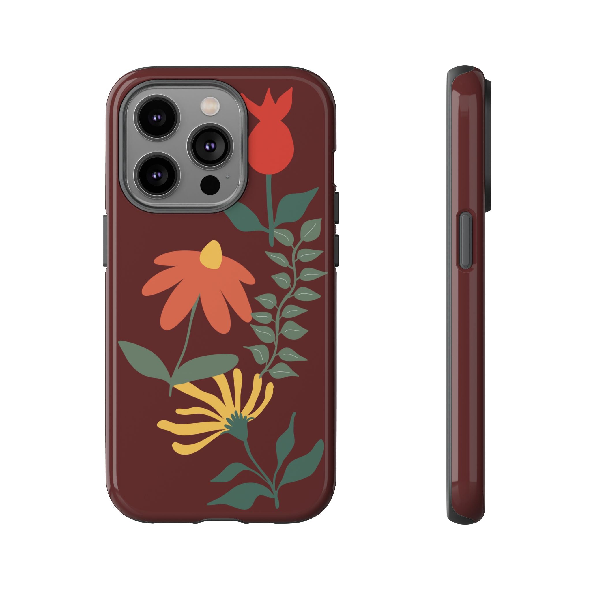 Floral Tough Case — Burgundy Botanical Phone Case
