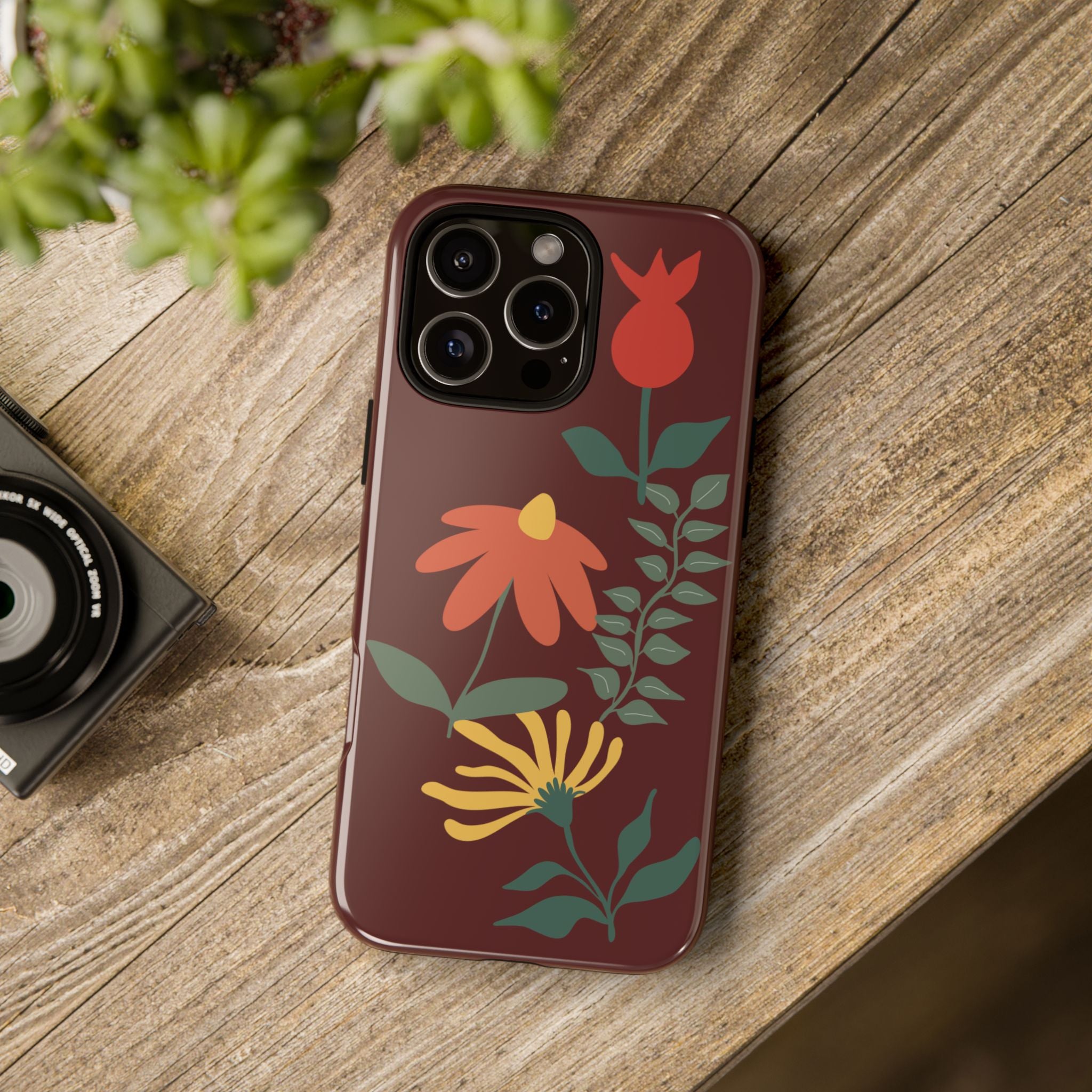 Floral Tough Case — Burgundy Botanical Phone Case