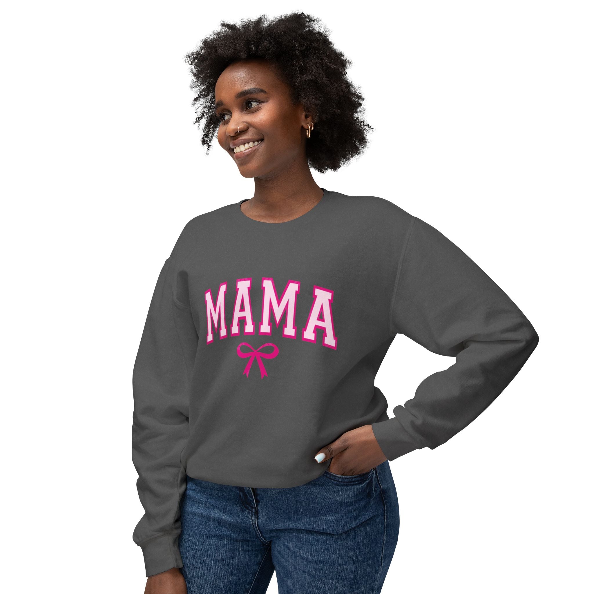 Mama Crewneck Sweatshirt — Pink Collegiate Mom Pullover