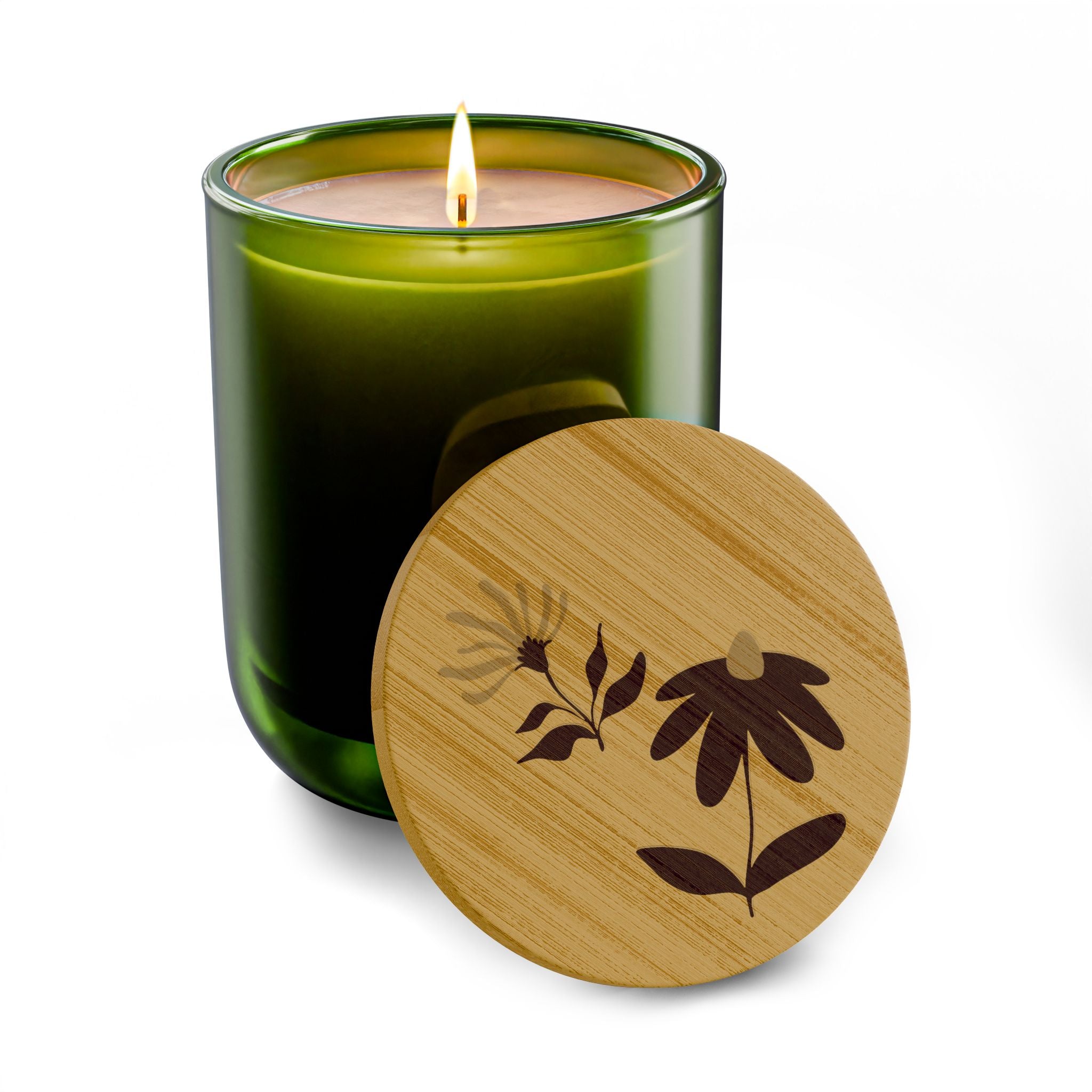 14oz Engraved Scented Soy Candle — Botanical Bamboo Lid