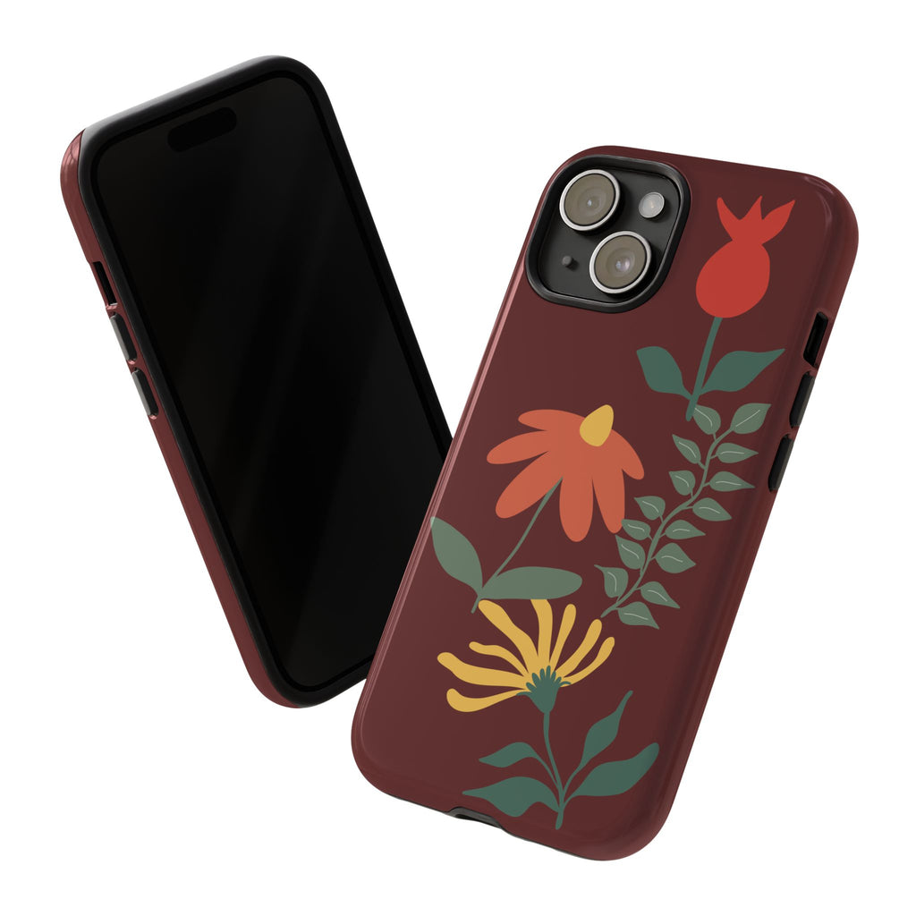 Floral Tough Case — Burgundy Botanical Phone Case