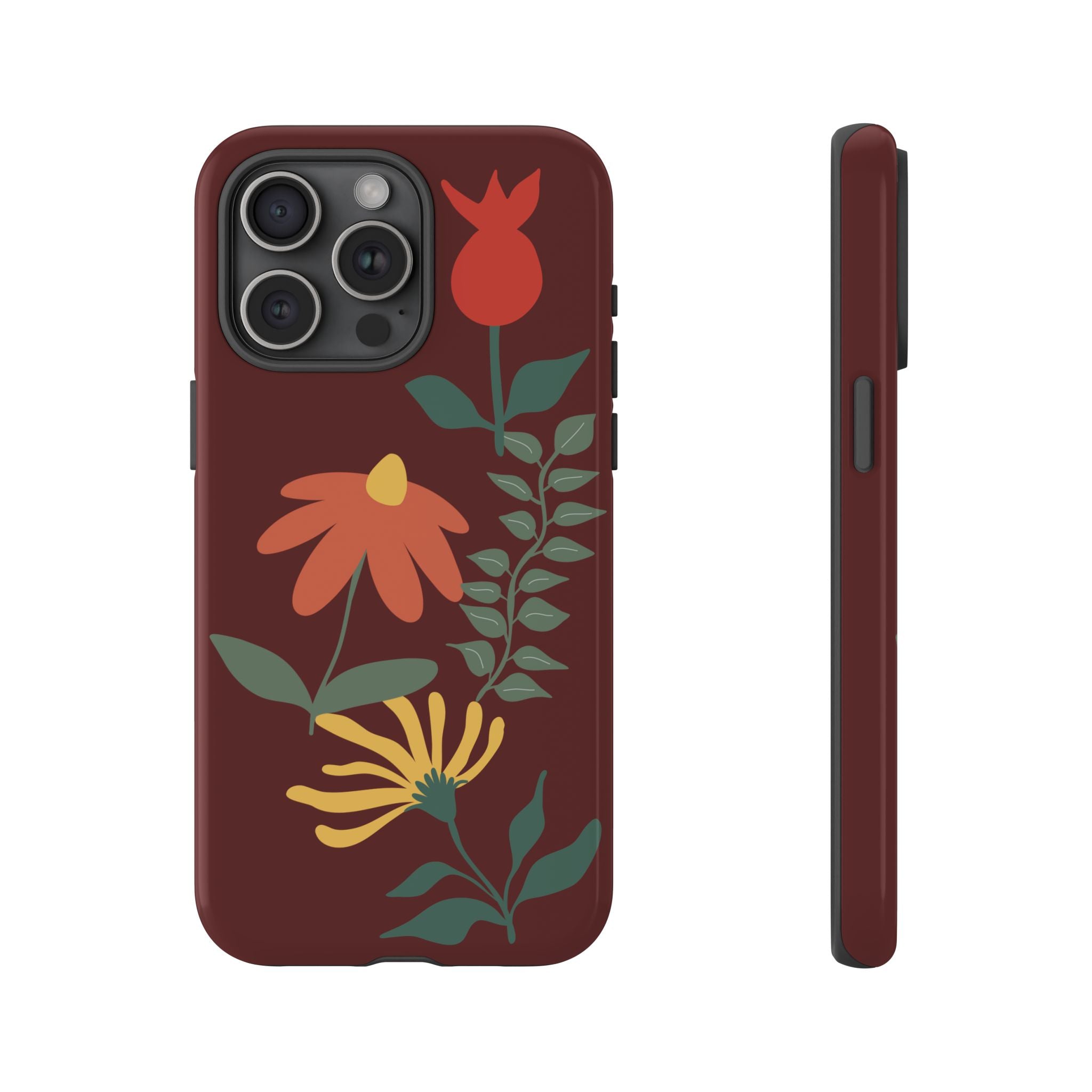 Floral Tough Case — Burgundy Botanical Phone Case