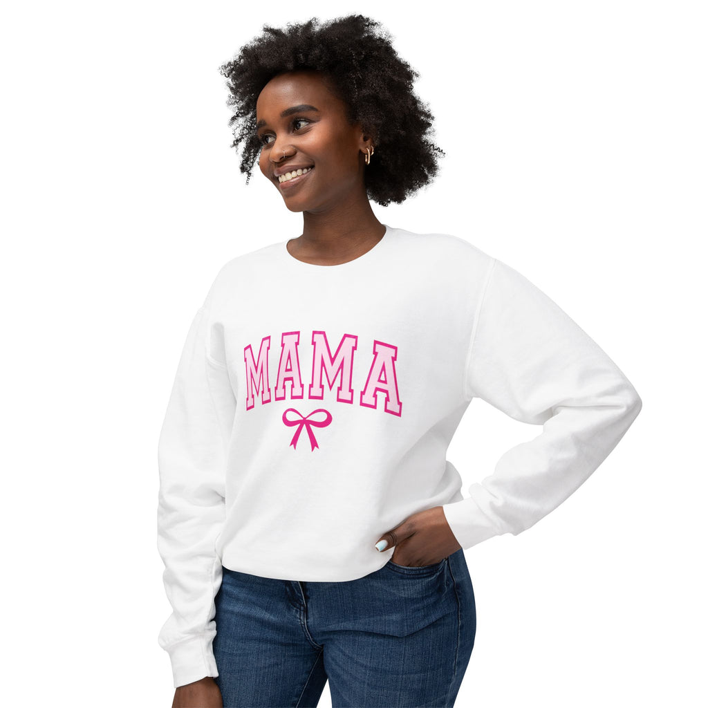 Mama Crewneck Sweatshirt — Pink Collegiate Mom Pullover